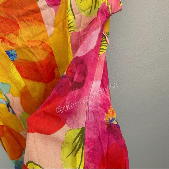 FARM Rio Brazil Vibrant Yellow Orange Tropical Soft Cotton Colorful Mini Dress S - Picture 10 of 12